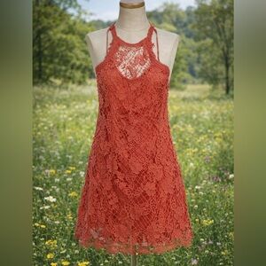 Coral crochet gorgeous dress